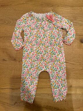 Mudpie Floral Pink & Green Girls' One-Piece Romper